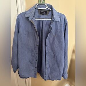 American Eagle Blue Striped Button-Up Shirt